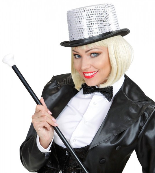 Silberner Zylinder Mit Pailletten 3