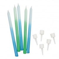 12 Blau-Grüne Tortenkerzen Ombre 10cm