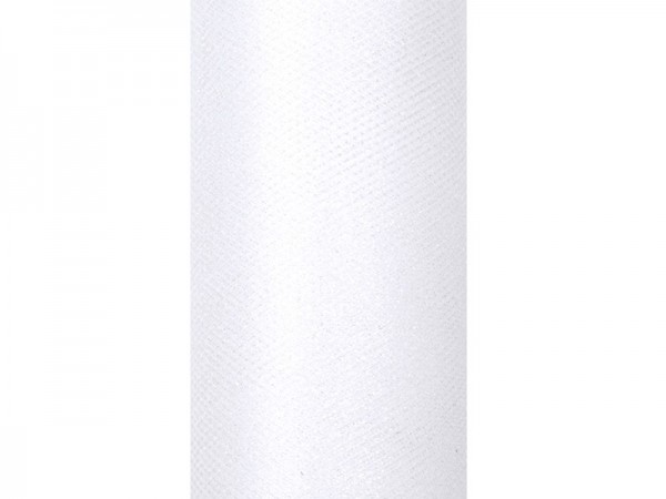 Glitzer Tüll Estelle weiß 9m x 15cm