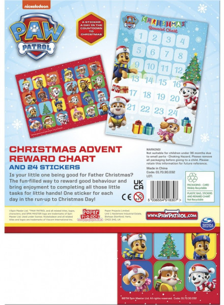 Paw Patrol Weihnachtssticker Adventskalender 3