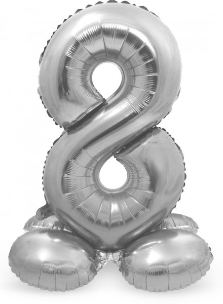 Zahl 8 Ballon silber 72cm
