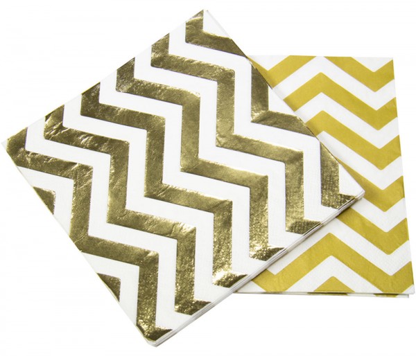 20 Gold Metallic Servietten 33x33cm