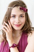 Vorschau: Roter Boho Haarkranz 18cm
