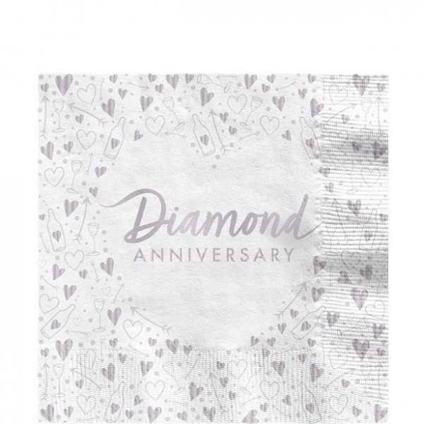 16 Diamond Anniversary Servietten 33cm