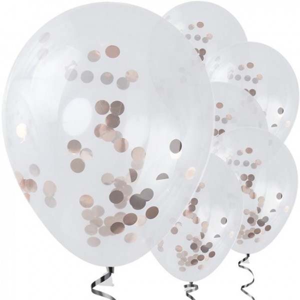 5 Rosy Party Konfettiballons 30cm