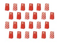 Vorschau: 24 Rot-weiße Adventskalender Tüten 8 x 18 x 6,5cm