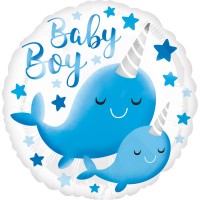 Baby Boy Folienballon Narwal 45cm