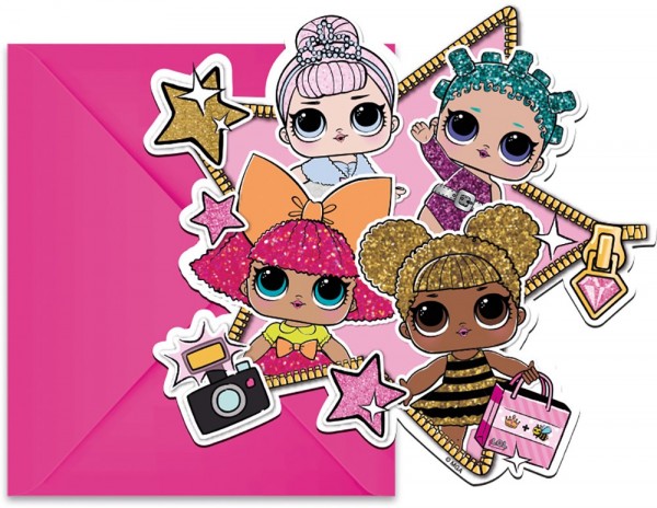 6 LOL Glamour Girls Einladungskarten