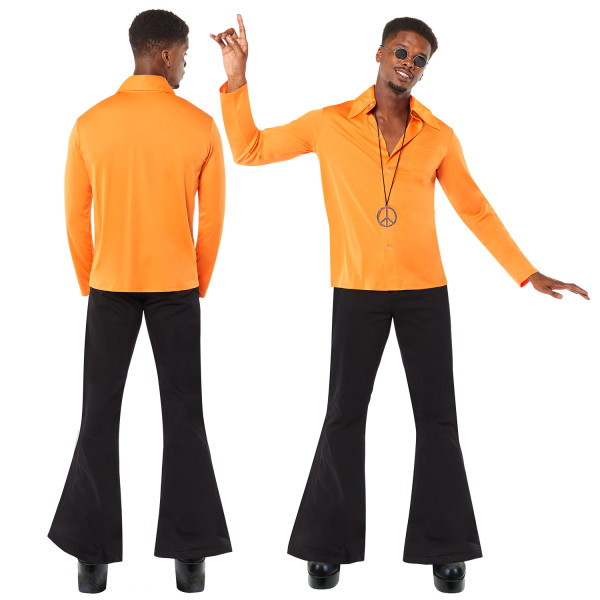 70er Jahre Hippie Herrenhemd orange 6