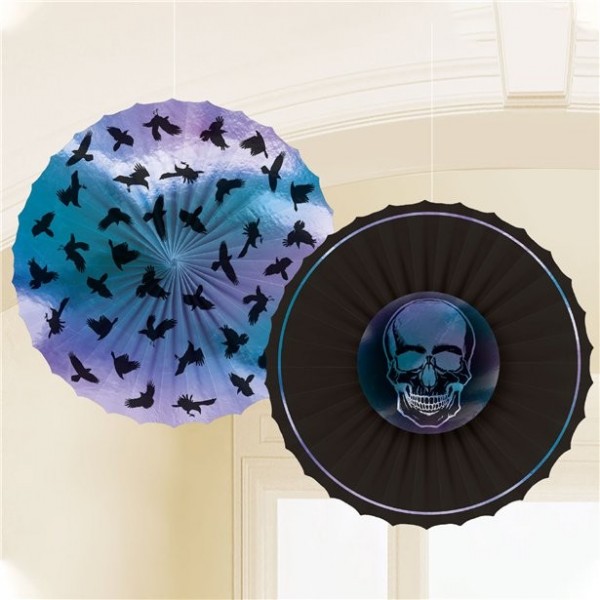 2 Shimmer Skull Papierrosetten 40cm