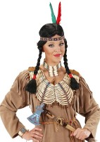 Braun-Beige-Blaues Perlenhalsband