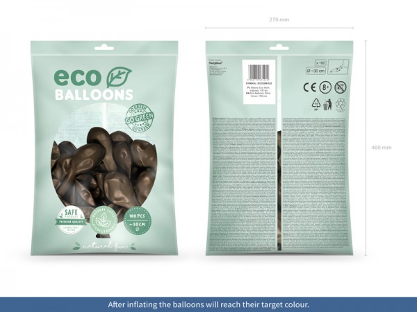 100 Eco metallic Ballons braun 26cm 2