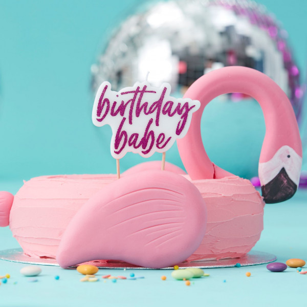 Glitzernde Disco Night Birthday Babe Tortenkerze 2