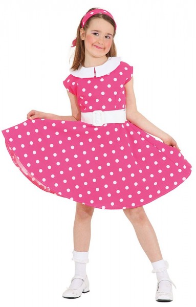 Pinkes Rockabilly Pünktchen Kinderkostüm
