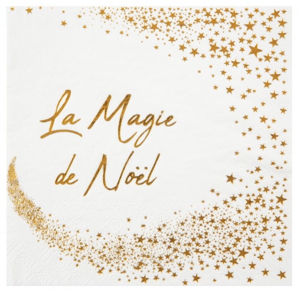 20 Weiße La magie de Noël Sternchen Servietten 33cm