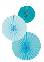 3 Shiny Acqua Papierrosetten