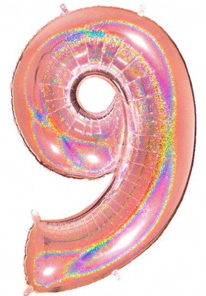 Holo Zahlenballon 9 roségold 1,01m