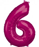 Pinker Zahl 6 Folienballon 86cm