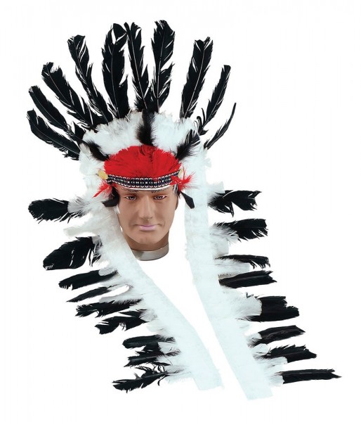 Schwarz Weißer Indianer Federschmuck