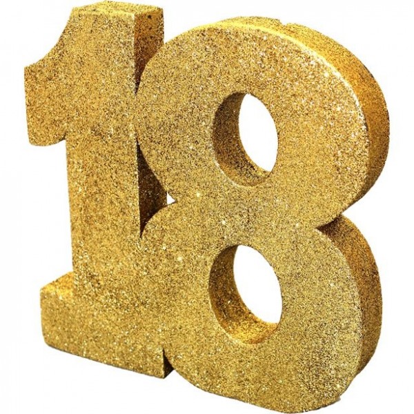 Goldene Zahl 18 Tischdeko 20cm