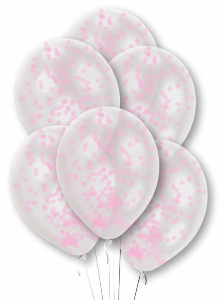 6 Rosy Blush Konfettiballons 27,5cm