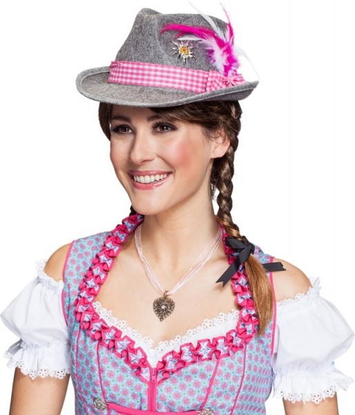 Bayrischer Trachtenhut Antonella Grau-Pink 2