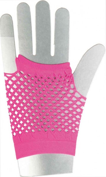 Kurze Netzhandschuhe Neon Pink