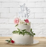 Tortendeko Mr & Mrs silber 25,5cm
