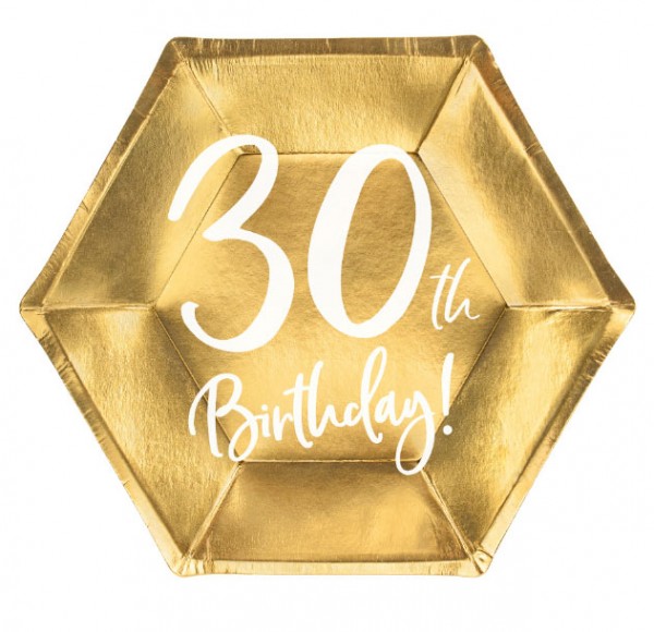 6 Glossy 30th Birthday Teller 20x17cm
