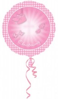 Rosa Taufsegen Folienballon 45cm