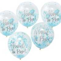 5 Oh Baby Konfettiballons blau 30cm