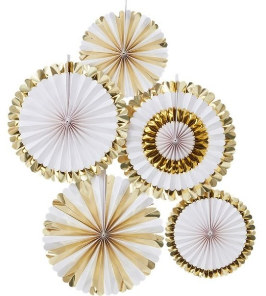 5 Goldene Papierrosetten
