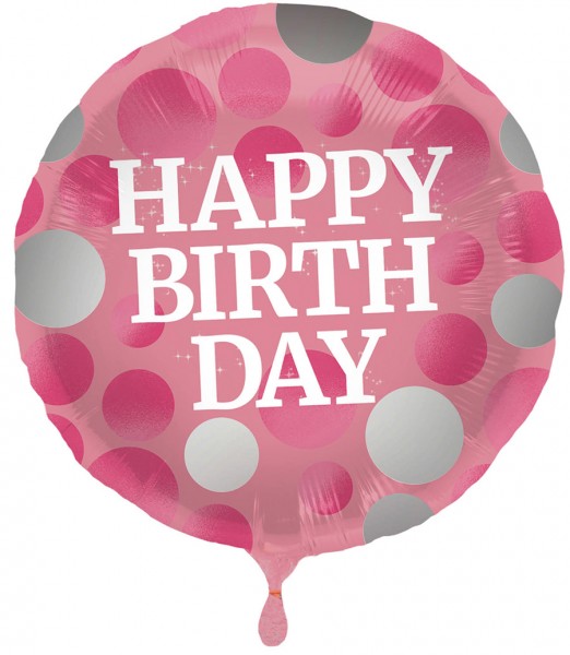 Glossy Pink Happy Birthday Folienballon 45cm