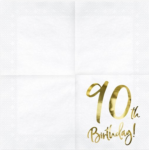 20 Happy 90th Birthday Servietten 33cm 2