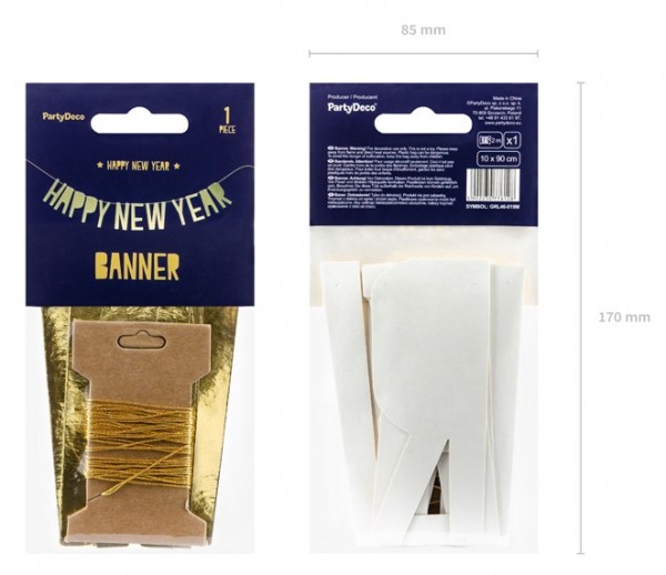 Goldene Silvester Nacht Girlande 90cm 7