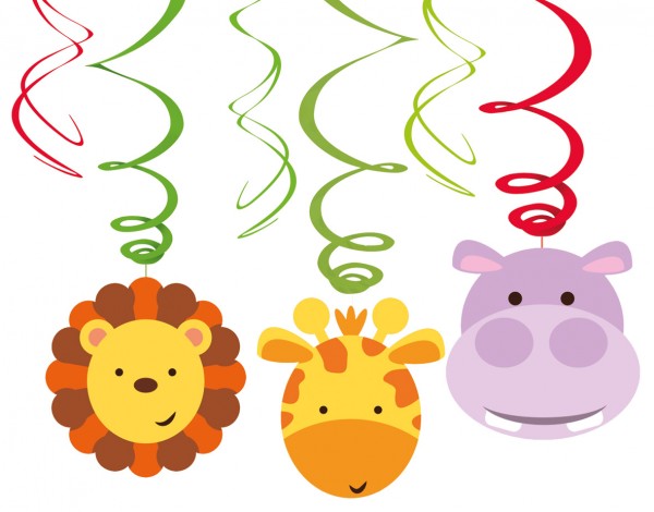 6 Safari Party Spiralhänger 60cm