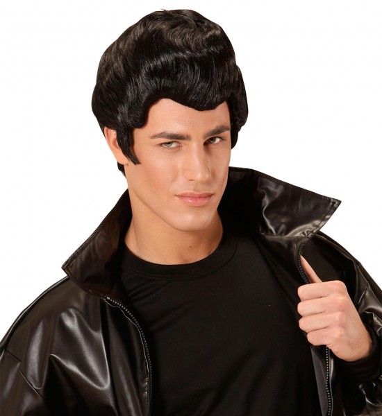 Schwarze Melvin 50er Jahre Perücke