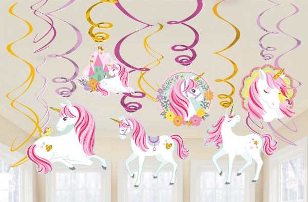 12 Deko-Spiralen Einhorn-Party