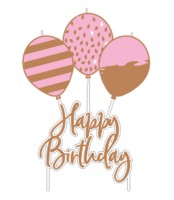 Tortenkerze Flitter Ballon roségold