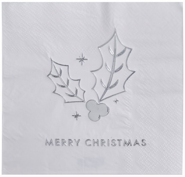 16 Silber Merry Christmas Servietten