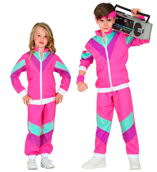 80er Jahre Jogginganzug für Kinder pink