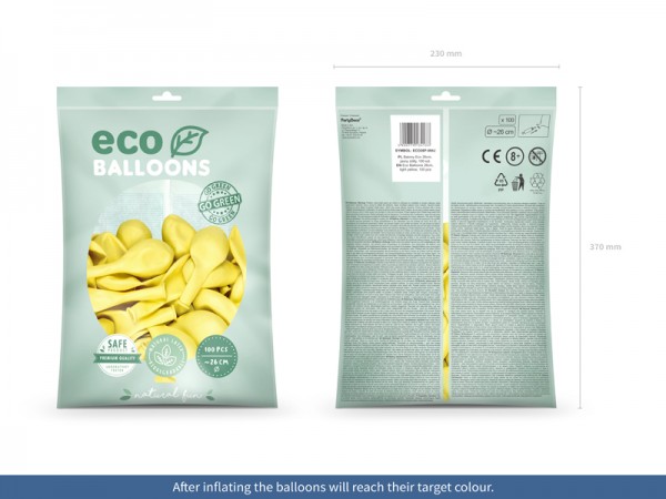 100 Eco Pastell Ballons zitronengelb 26cm 2