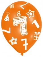 Vorschau: 6 bunte Luftballons 7.Geburtstag 27,5 cm