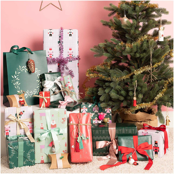 FSC Zick Zack Geschenkpapier grün-silber