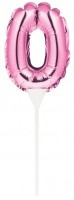 Rosa Zahl 0 Ballon Tortendeko 13cm