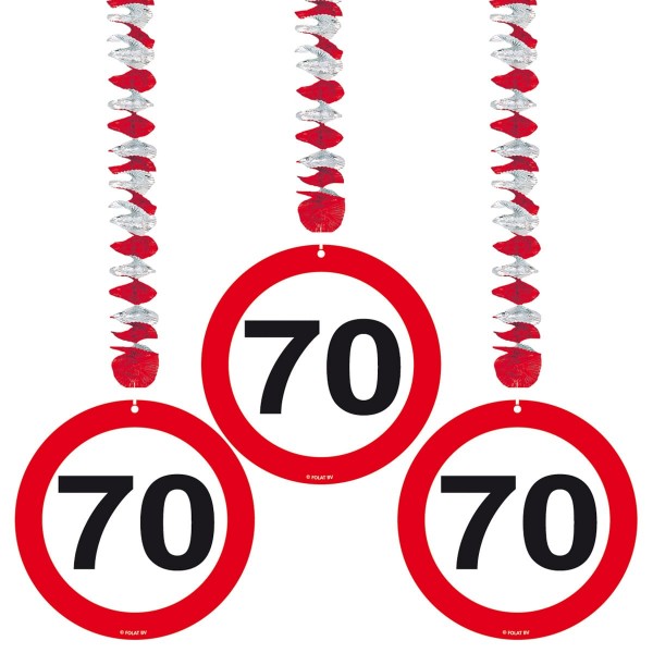 3 Verkehrsschild 70 Spiralhänger 75cm