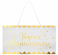 Joyeux Anniversaire Schild weiß-gold
