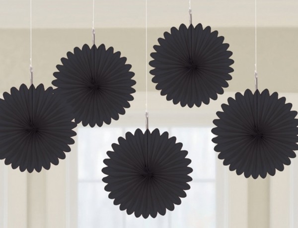 5 Deko Rosetten schwarz 15cm