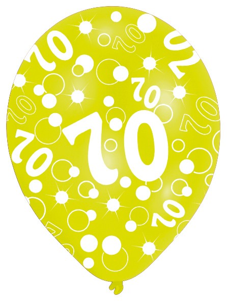 6 bunte Luftballons 70.Geburtstag 27,5cm 5