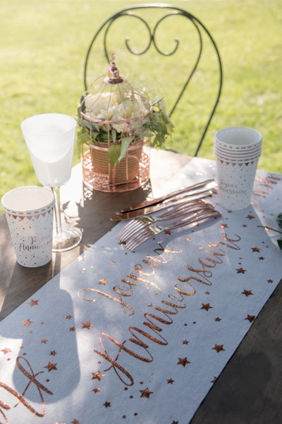 Joyeux Anniversaire Tischläufer roségold 3m 3